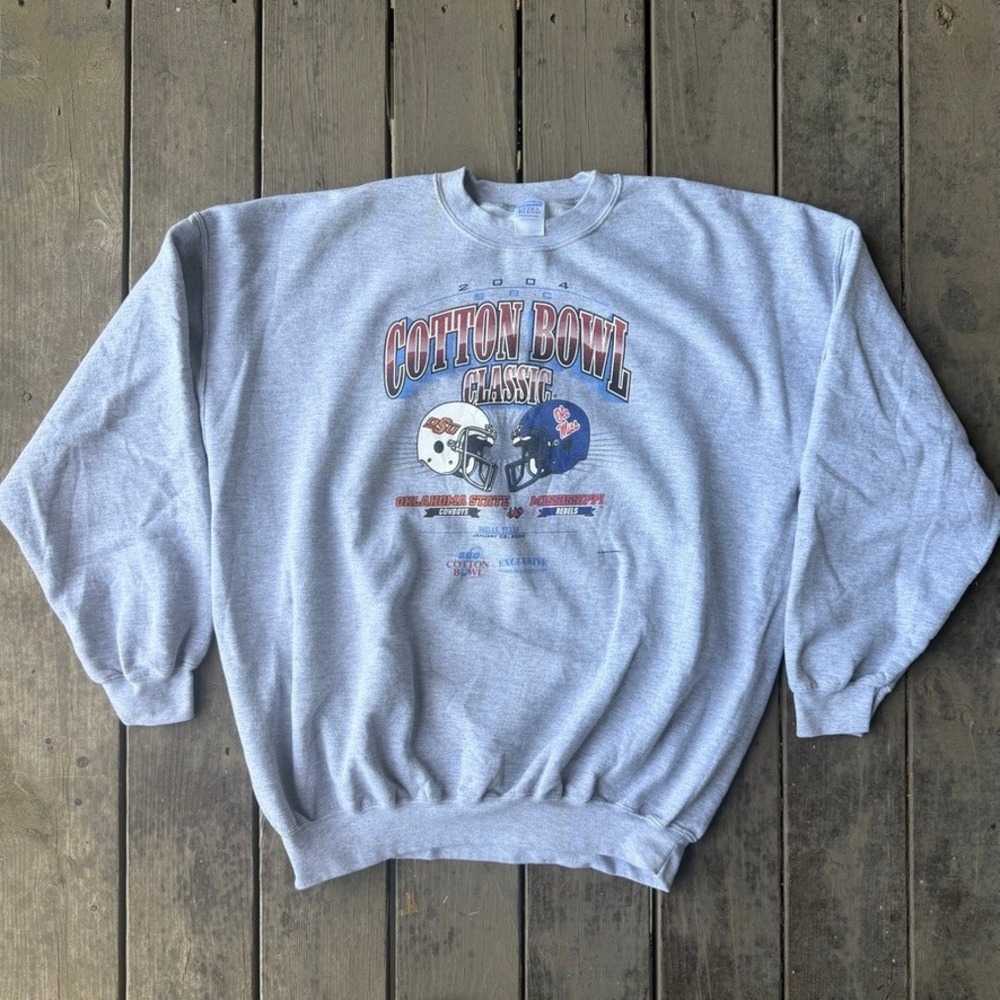 2004 Cotton Bowl Classic Sweatshirt Oklahoma State vs Ole Miss Gray XXL